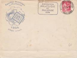 Mulhouse 1934 - Enveloppe TSC Type Paix - !!! Manque Au Verso Le Rabat D El'enveloppe - E B5b  Cote 60 € - Standard- Und TSC-Briefe (vor 1995)