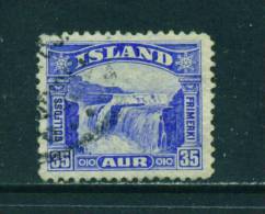 ICELAND - 1931 Waterfall 35a Used As Scan - Gebraucht