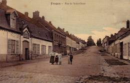 62  FRUGES   PAS DE CALAIS  - RUE  DE  SAINT  OMER  GENDARMERIE  -  CPA   COUL  9x14  BE  CARTE  TOILEE - Fruges