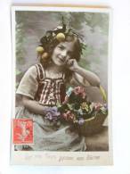 CPA Fantaisie - 4 Cartes Enfant - Fillette - Garçon (fleurs, Poissons, Couronne Cheveux) - Collezioni & Lotti