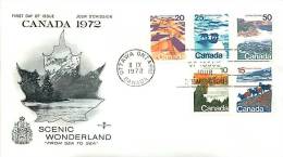 1972 Mid-value Landscape Definitives Sc 594-8 Combination  FDC RoseCraft Cachet - 1971-1980