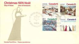 1974 Christmas Issue Paintings  Sc 650-3  Combination Official FDC - 1971-1980