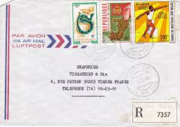 MARCOPHILIE, CONGO,1980, RECOMMANDE POINTE NOIRE, Affranchissement Composé Pour La FRANCE Serpent Révolution Sport /3696 - Otros & Sin Clasificación