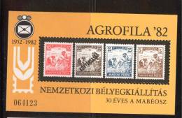 HUNGARY-1982.Commemorative Sheet - Agrofila/International Stamp Exhibition  MNH! - Foglietto Ricordo