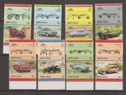 St Lucia 1984 Automobile Set 8 With Labels Overprint Specimen MNH - St.Lucie (1979-...)