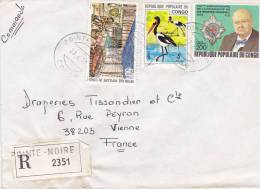 MARCOPHILIE, CONGO,1979, RECOMMANDE POINTE NOIRE, Affranchissement Composé Pour La FRANCE Enfumage Oiseau Churchill/3717 - Other & Unclassified