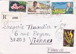 MARCOPHILIE, CONGO,1981, RECOMMANDE POINTE NOIRE, Affranchissement Composé Pour La FRANCE Fleur Scolarité Chappe/3724 - Otros & Sin Clasificación