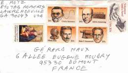 6 Timbres ( Inventeurs+Noel 1975+aide)  Lettre à Destination De La France - Briefe U. Dokumente