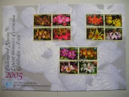 UNO TRIO-FDC, Gefährdete Arten, Orchideen 2005 Auf Genfer-Cachet - Emissioni Congiunte New York/Ginevra/Vienna