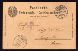 SUISSE SCHWEIZ Entier Postal AMBULANT 1901 Pour Langnau - Bahnwesen