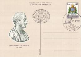 B02  Carte Postale FDC De San Marino - Borghesi - Du 23-04-1981 - Entiers Postaux