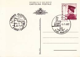 B02  Carte Postale FDC De San Marino - Montefeltro - Du 01-09-1982 - Entiers Postaux