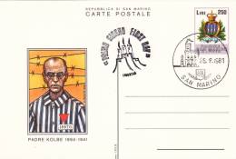 B02  Carte Postale FDC De San Marino - Padre Kolbe - Du 28-08-1981 - Entiers Postaux