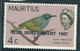 Mauritius 1967 Birds Aves Oiseaux Vegels - Mascarene Swiftlet - Aerodramus Francicus MLH - Swallows