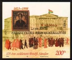 HUNGARY-1998.Commemorativ  Sheet  - 1848/49 Revolution,150th Anniversary Intl.Stamp Exhib.Black OP MNH! - Herdenkingsblaadjes