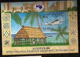 Samoa 1984 N° BF 33 ** Avion, Aviation, Ausipex´84, Exposition Philatelique, Melbourne, Nomad N 24, Pont, Case, Immeuble - Samoa (Staat)