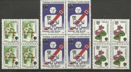 Turkey; 1990 Surcharged Regular Stamps (Block Of 4) - Ongebruikt