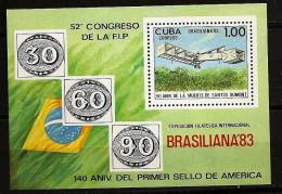 Cuba 1983 N° BF 77 ** Avion, Aviation, Brasiliana´83, Exposition Philatelique, Santos-Dumont, Avion 14 Bis, Drapeau - Unused Stamps