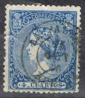 Sello 4 Cuartos Isabel II 1866, Fechador LA PALMA (Huelva),  Num 81 º - Usados