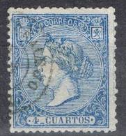 Sello 4 Cuartos Isabel II 1866, Fechador REALEJO (Granada),  Num 81 º - Usados