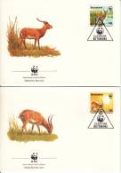 Botswana Set Of 4 FDCs Scott #432-#435 World Wildlife Fund Red Lechwe, Kobus Leche - Botswana (1966-...)