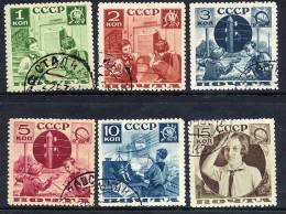 SOVIET UNION 1938 Pioneers Postal Assistance Set Perf. 11 Used.   Michel 542-47A - Used Stamps