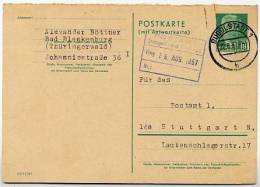DDR P70 IF  Frage-Postkarte III/18/97 Rudolstadt - Stuttgart 1957 - Cartoline - Usati