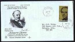 1973  Joseph Howe Sc 616  RoseCraft Cachet, Calgary AB Datestamp Cancel - 1971-1980