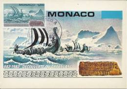 MONACO - 982-1982 - Décuverte Du GROENLAND  - Timbre Et Tampon Jour D'émission 1988 - Cartes-Maximum (CM)