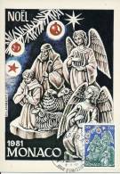 MONACO - NOEL 1982 - Timbre Et Tampon Jour D'émission 1982 - Maximum Cards
