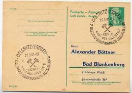 KOHLE OELSNITZ ERZGEBIRGE 1962 Auf DDR P70 IIA Antwort-Postkarte ZUDRUCK BÖTTNER #1 - Wasser