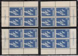 Canada 1963 Corner Plate Blocks, Plate #1, Mint No Hinge (see Desc), Sc# 415 - Plate Number & Inscriptions