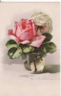 Carte Postale Fantaisie C.KLEIN - FLEUR  - Vase + ROSE -  Illustrateur - VOIR 2 SCANS - - Klein, Catharina