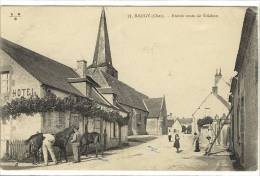 Carte Postale Ancienne Baugy - Entrée Route De Villabon - Chevaux - Baugy