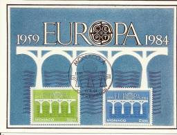 MONACO - EUROPA 1959-1984 - Timbre Et Tampon Jour D'émission - Maximum Cards