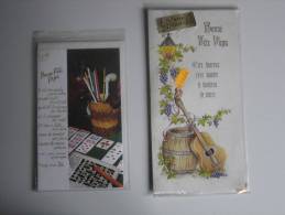 LOT 2 CARTES POSTALES CP AVEC ENVELOPPE Bonne Fete Papa VIN GUITARE CARTES JEU - Festa Della Mamma