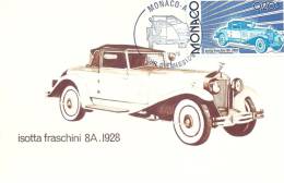 MONACO - Evolution Des Lignes Automobiles 1900-1975 - Isottza Fraschini 1928 - Timbre Et Tampon Jour D'émission - Cartoline Maximum