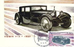 MONACO - Evolution Des Lignes Automobiles 1900-1975 - CORD - Timbre Et Tampon Jour D'émission - Cartas Máxima