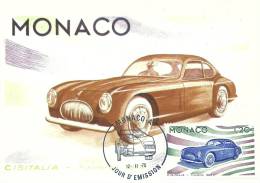 MONACO - Evolution Des Lignes Automobiles 1900-1975 - CISITALIA - Timbre Et Tampon Jour D'émission - Maximumkaarten