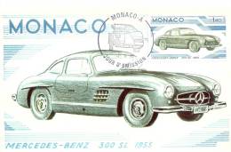 MONACO - Evolution Des Lignes Automobiles 1900-1975 - MERCEDES BENZ 1955 - Timbre Et Tampon Jour D'émission - Cartas Máxima