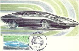 MONACO - Evolution Des Lignes Automobiles 1900-1975 - LAMBORGINI 1974 - Timbre Et Tampon Jour D'émission - Cartas Máxima