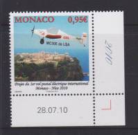 Monaco Mi 3007 First Mail Flight With Electric Plane Monaco-Nice - Plane MC30-E Over Monaco - 2010 * * - Unused Stamps