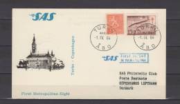 Premier Vol - First Flight - Erstflug / Turku - Copenhagen / SAS - Storia Postale