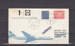 Premier Vol - First Flight - Erstflug / Stockholm - Frankfurt / SAS - 990 Coronado - Lettres & Documents