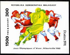 MADAGASCAR 1991, HOCKEY SUR GLACE, 1 Bloc Neuf. R395b - Hiver 1992: Albertville