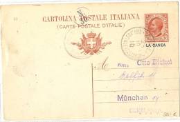 LACMN - ITALIE EP CP LEONI 10c SURCH LA CANEA MILL 06 RENVERSE LA CANEA / MUNCHEN 25/10/1910 - La Canea