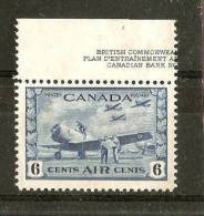 CANADA 1942  6c AIR IMPRINT MARGINAL SG 399 MINT NEVER HINGED (MOUNTED IN MARGIN ONLY) Cat £32 - Nuevos