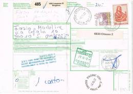 984- Storia Postale  27.10.92  Bollettino Di Spedizione Svizzera/Palermo  Affr. Helvetia - Covers & Documents