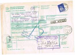 985- Storia Postale  6.12.80  Bollettino Di Spedizione PAR AVION Palermo/Romania  Affr. Posta Romana + Pacchi X £. 800 - Oblitérés