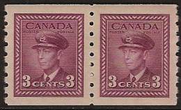 CANADA 1942 3c KGVI Coil Pair SG 392 UNHM NC172 - Neufs